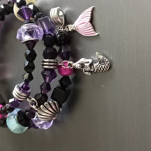 New mermaid crystal Beach wrap Coiled cuff bracelet hand crafted - Picture 5 of 6